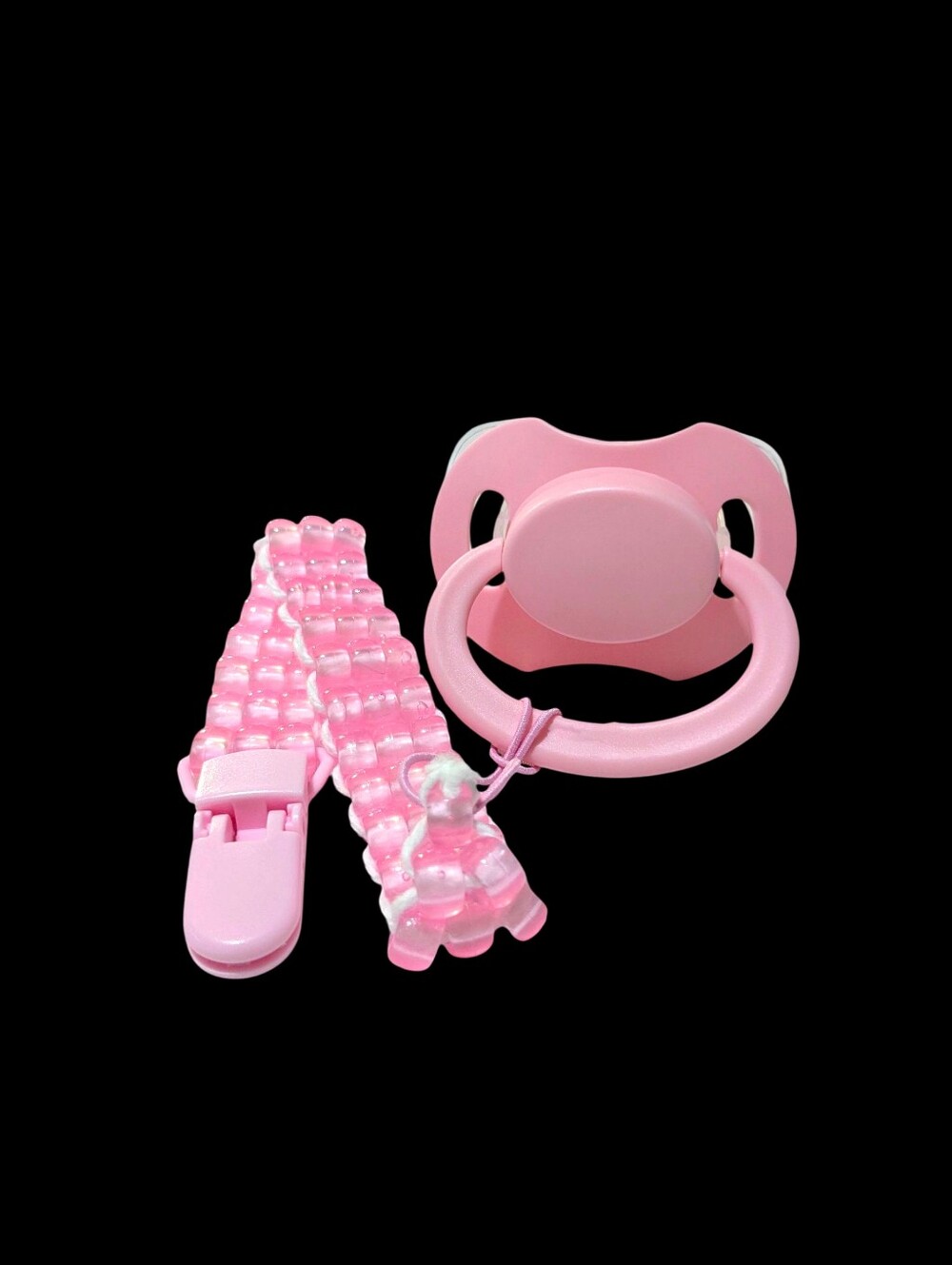Adult Pacifier & Handmade Kandi Clip • Baby Pink • Littlespace Agere